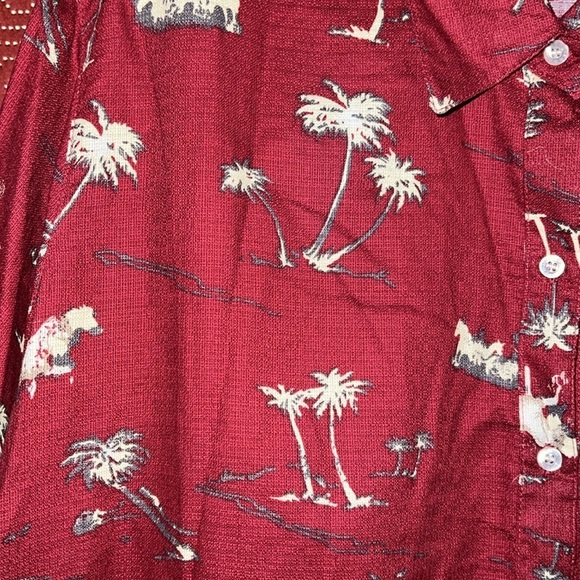 Roper Button-down Shirt Dark Red Palm Trees 2X - Picture 3 of 6